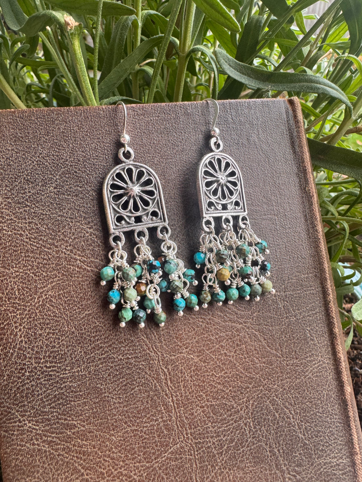 Hubei Turquoise, Sterling silver metal, earrings