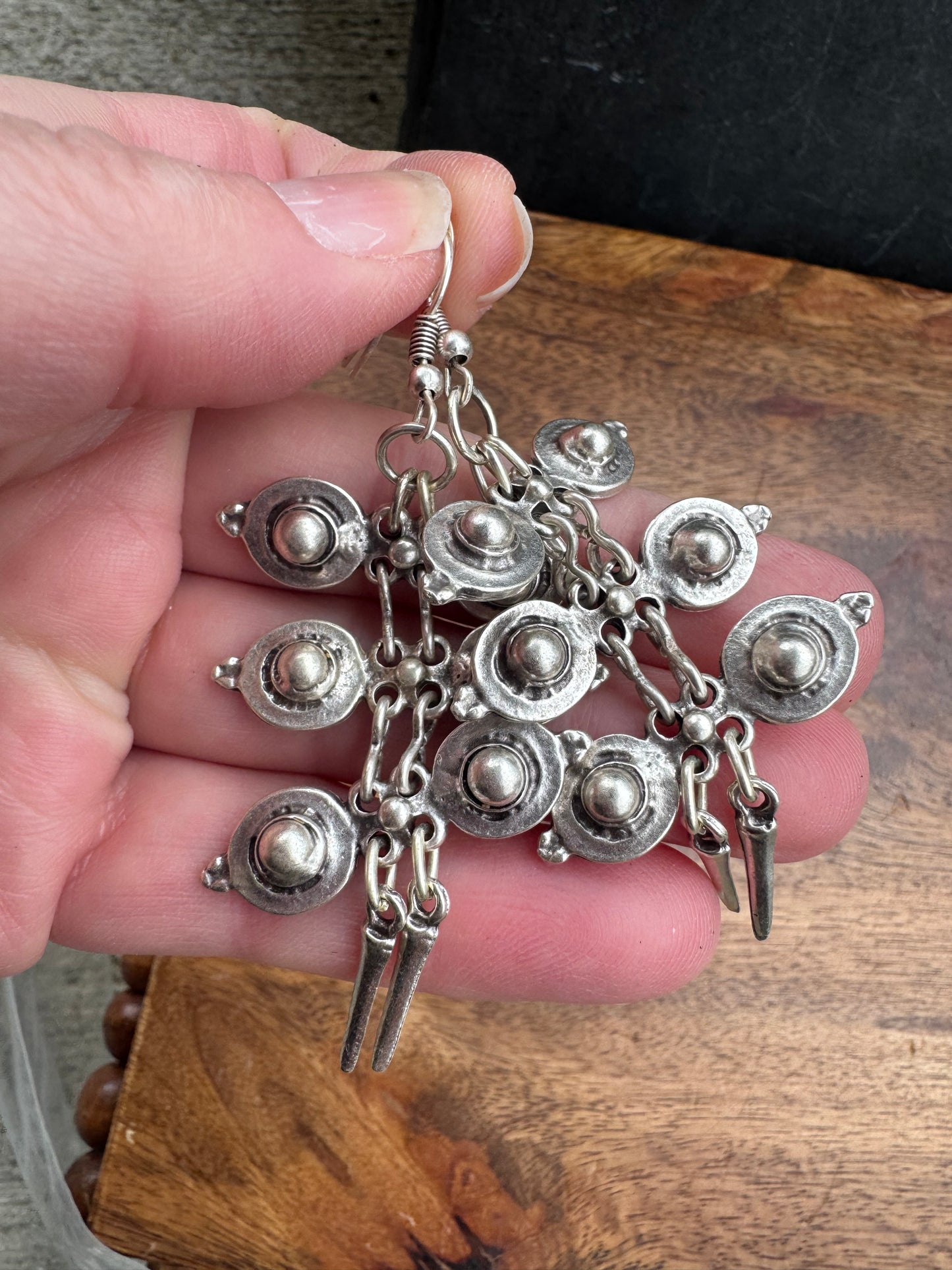 Long charm silver earrings, jewelry