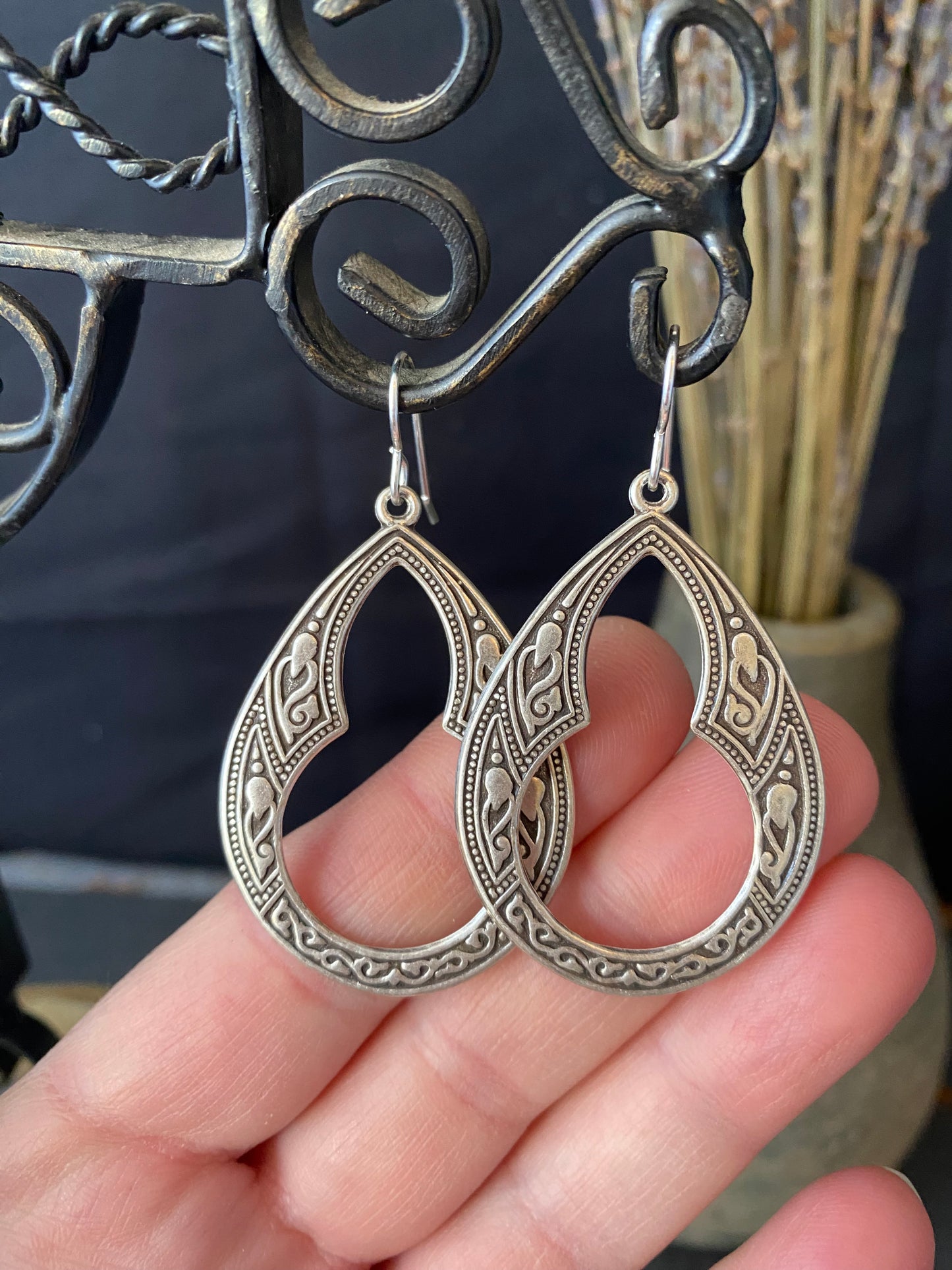 Celtic drop charms, sterling silver earrings