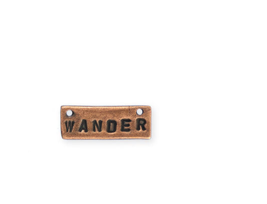 24x9mm, Wander - Copper Antique Plated charm- rectangle