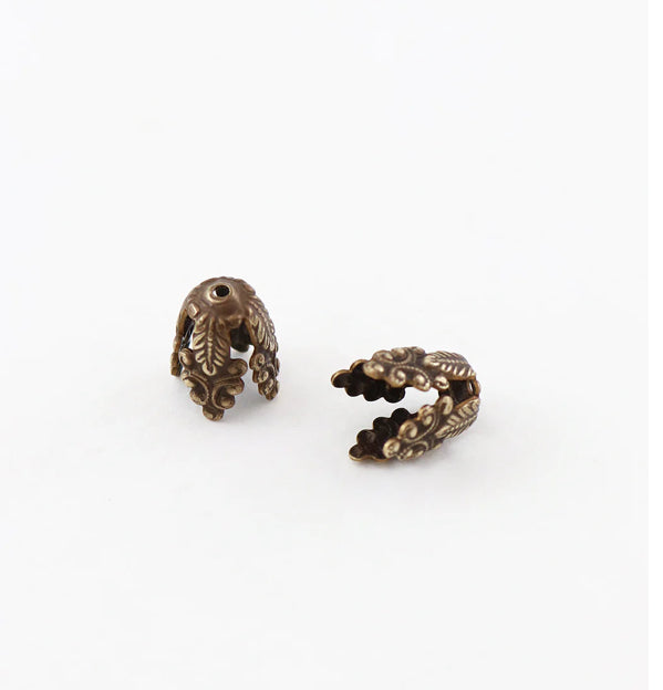 Vintaj Natural Brass-wisteria bead cap, 11mm, (2pcs)