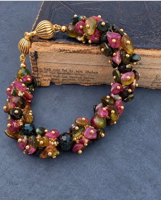 KIT- elegant chip. Watermelon tourmaline, metal choice, bracelet