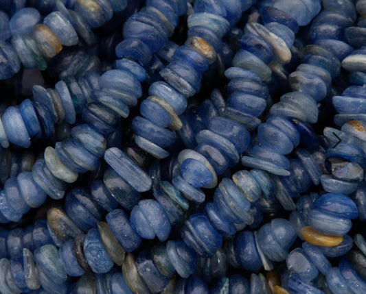Blue kyanite wire wrapped chip stone, silver, bracelet