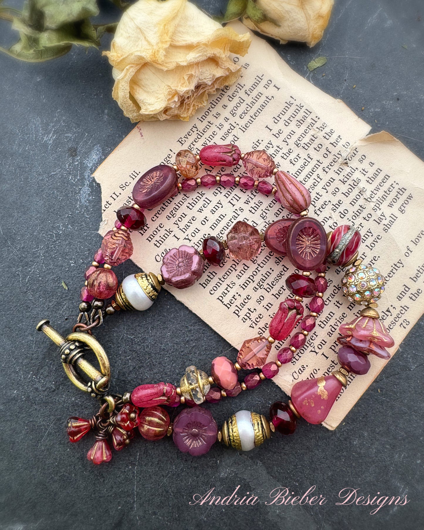 KIT- Pearl, African brass, czech glass, bracelet