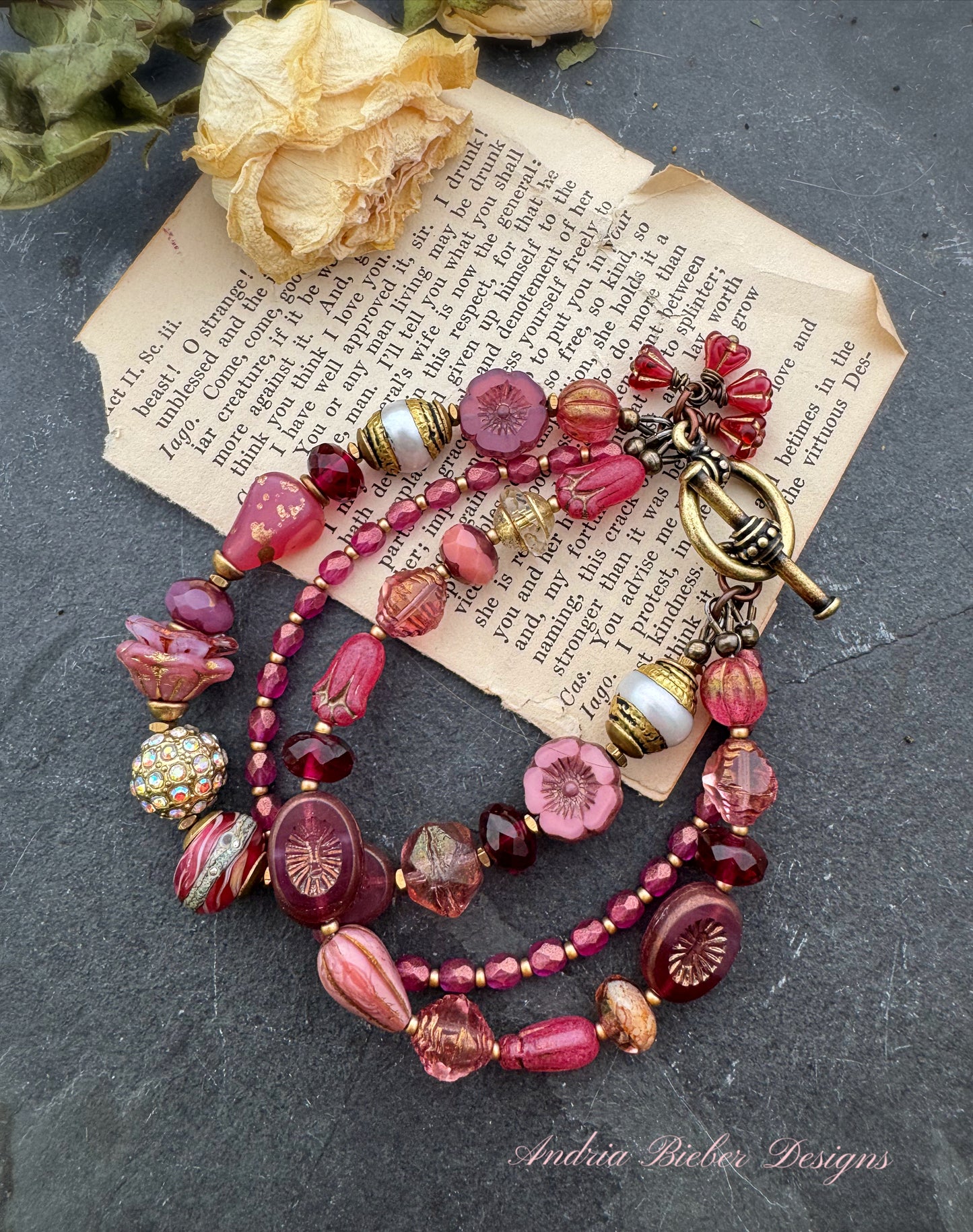 KIT- Pearl, African brass, czech glass, bracelet