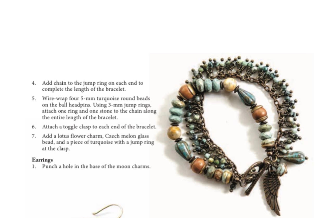 Green turquoise stone, sandalwood, Czech glass, Jasper, and bronze metal wire wrapped bracelet. - Andria Bieber Designs 
