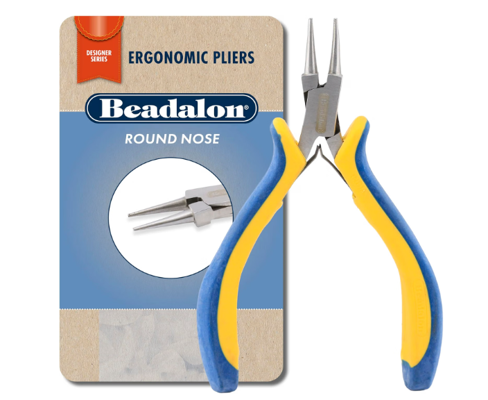 Beadalon. Designer Series Ergo Round Nose Pliers, Yellow & Blue Vinyl Free Grips