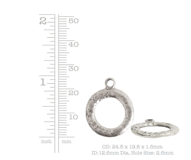 Toggle Ring Hammered- Sterling Silver Plate- Nunn Designs-25 mm