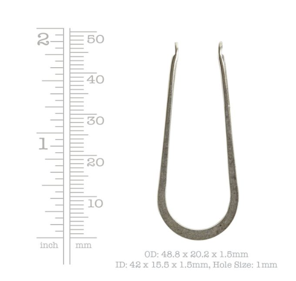 Wire Frame Open Horseshoe Long Double Hole Sterling Silver Plate- Nunn design