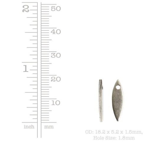 Flat Tag Mini  Navette Single Hole Antique Gold 18 mm- Nunn Design