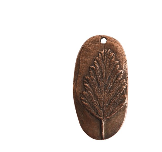 Charm Alder Leaf Antique Copper, 17x32mm