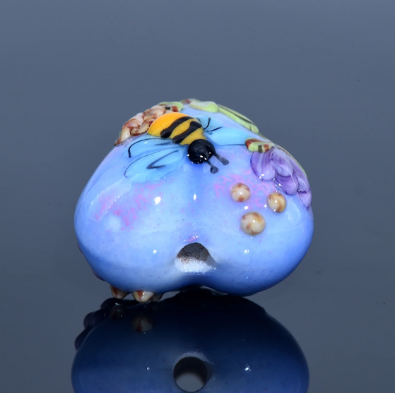 Heart lampwork bead-Bumble Bee Dreams Heart