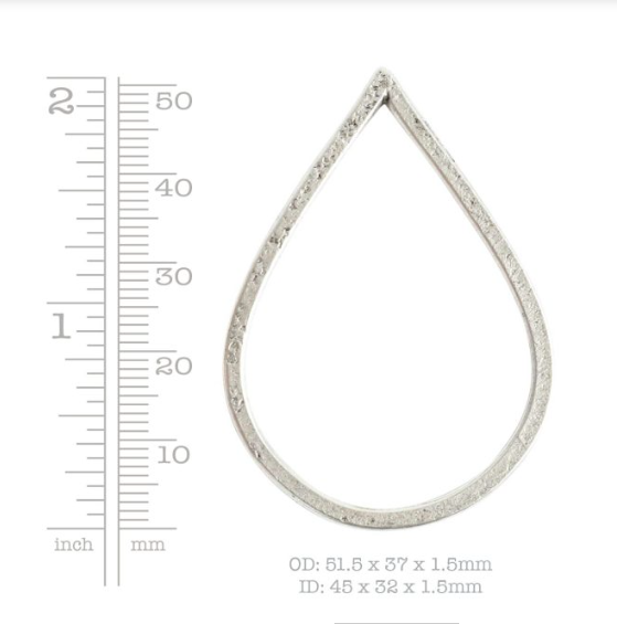 Hoop Hammered Grande Drop 51.5x37mm sterling silver ( plated)
