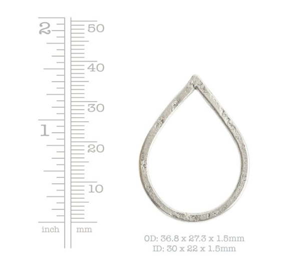 Hoop Hammered Large Drop sterling silver ( plated)