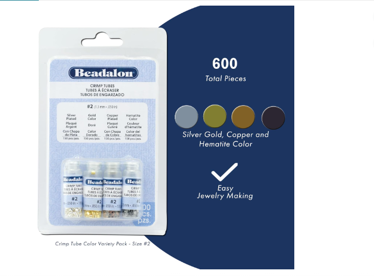 Crimp Tube Variety Pack, Size #2, 1.3 mm / .051 in, I.D., 1.8 mm / .070 in