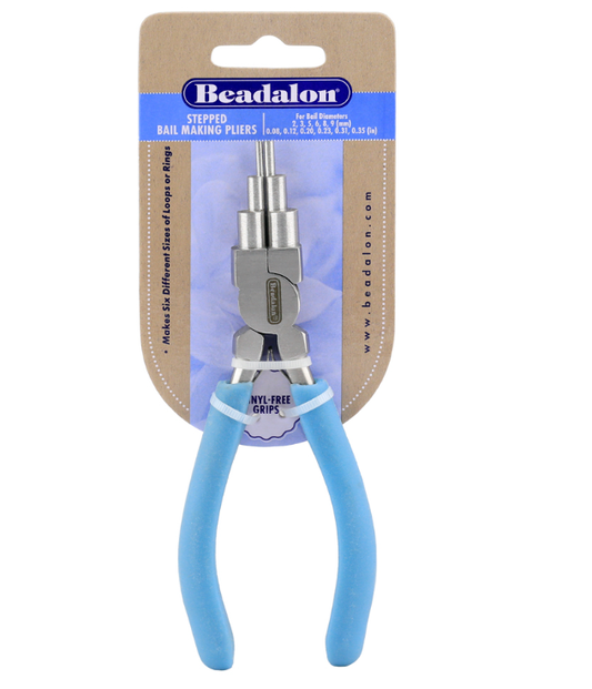 Beadalon Designer Series Stepped Bail-Making Pliers, Pacific Blue Vinyl-Free Grips