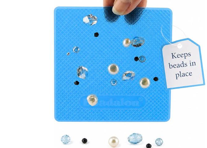 Beadalon Tacky Bead Mat - Compact Size, 4.25 Inch x 4.25 Inch, Blue