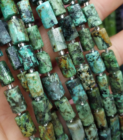 Natural Stone African Turquoise Faceted Tube Beads