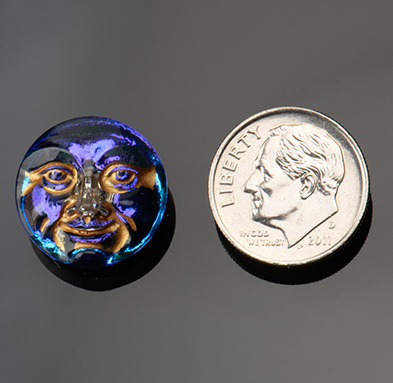 Moon Face Tanzanite Purple Blue with Gold Wash- 17mm