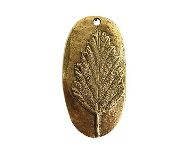 Charm Alder Leaf Antique Gold, 17x32mm