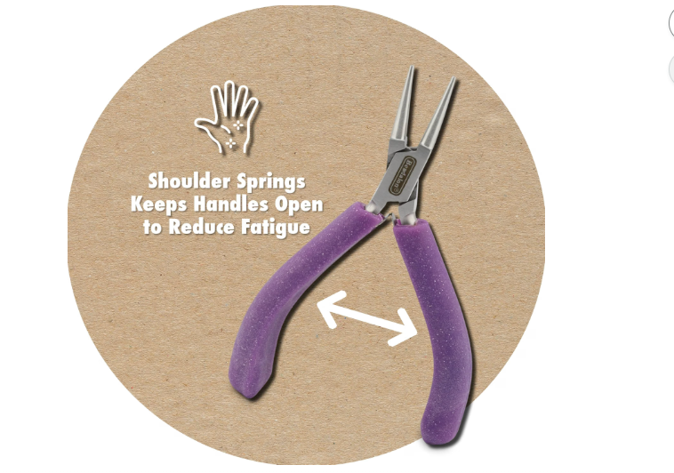 Designer Series Chain Nose Pliers, Purple Vinyl-Free Grips, Stainless Steel