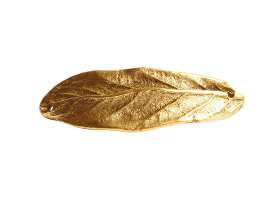 Gold Leaf Link - Double Hole Large Leaf Bracelet Link