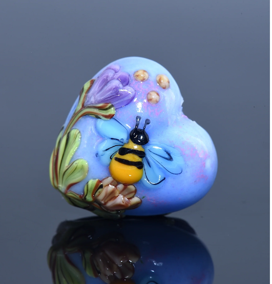 Heart lampwork bead-Bumble Bee Dreams Heart