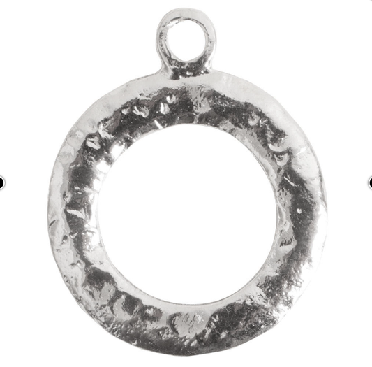Toggle and Ring Hammered Sterling Silver Plated, clasp