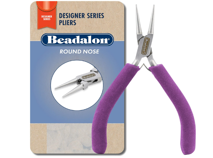 Designer Series Round Nose Pliers, Purple Vinyl-Free Grips, Stainless Steel