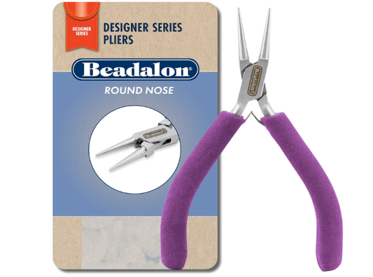 Designer Series Round Nose Pliers, Purple Vinyl-Free Grips, Stainless Steel