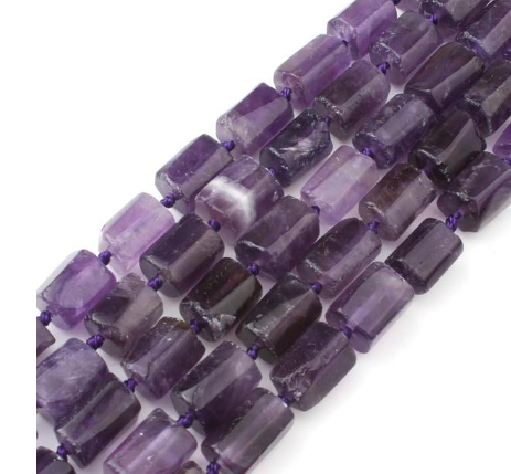 Natural Stone Purple Amethyst Faceted Tube Beads