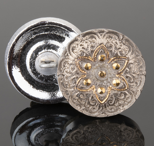 Round Lacy Star Champagne with Gold Paint- 18mm
