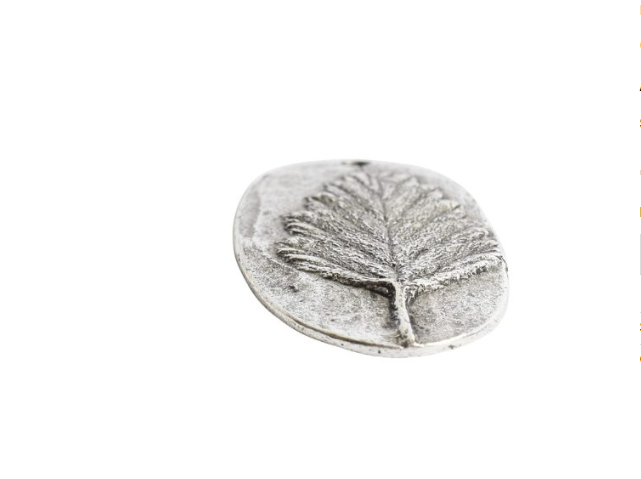 Charm Alder Leaf Antique Silver, 17x32mm