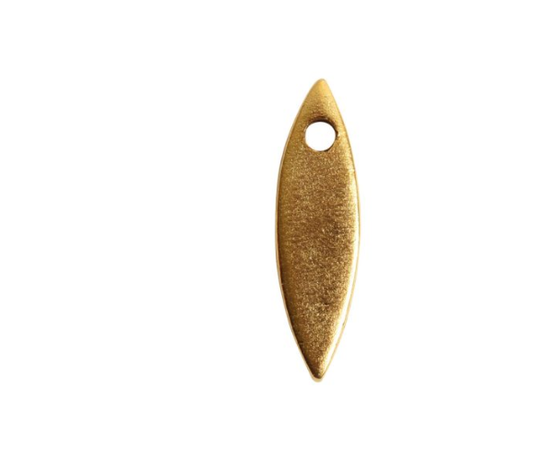 Flat Tag Mini  Navette Single Hole Antique Gold 18 mm- Nunn Design