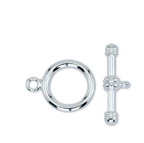 Toggle Clasps, Large, Silver Plated, 1 set