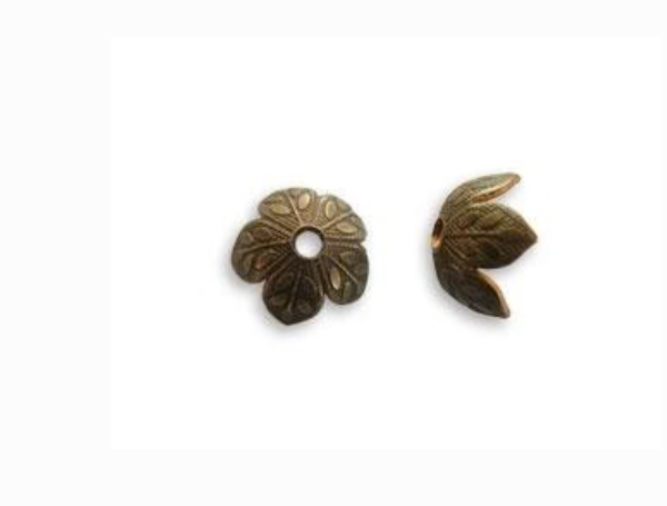 Foliage Bead Cap - Natural Brass-8mm