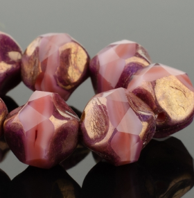 Baroque Central Cut (9mm) Pink Silk and Crystal Transparent Mix with Purple Bronze Finish