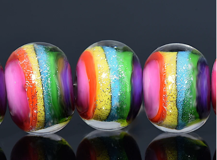 Seven Rainbow Balloons II Rondelle Beads
