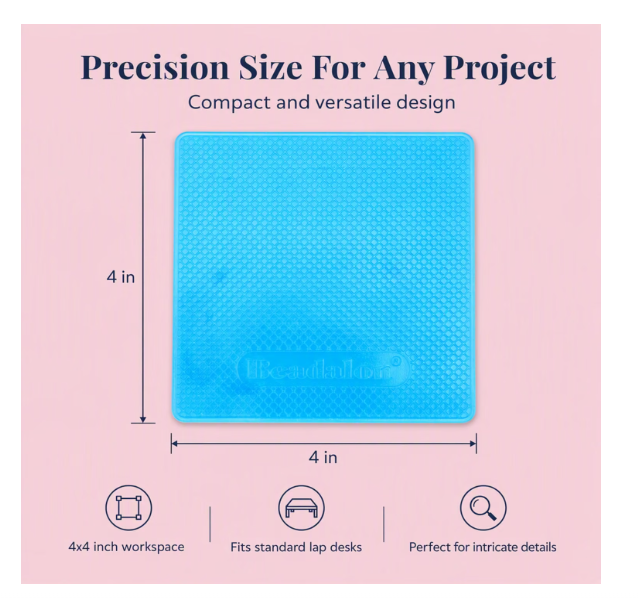 Beadalon Tacky Bead Mat - Compact Size, 4.25 Inch x 4.25 Inch, Blue