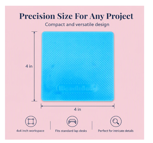 Beadalon Tacky Bead Mat - Compact Size, 4.25 Inch x 4.25 Inch, Blue