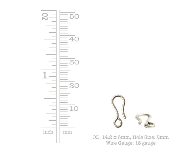 Hook and eye clasp- Antique Copper- 14mm