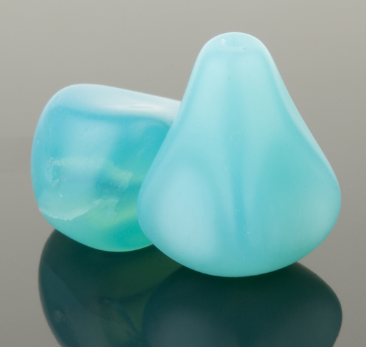 Old Style Drop (13x12mm) Aqua Blue Silk Matte