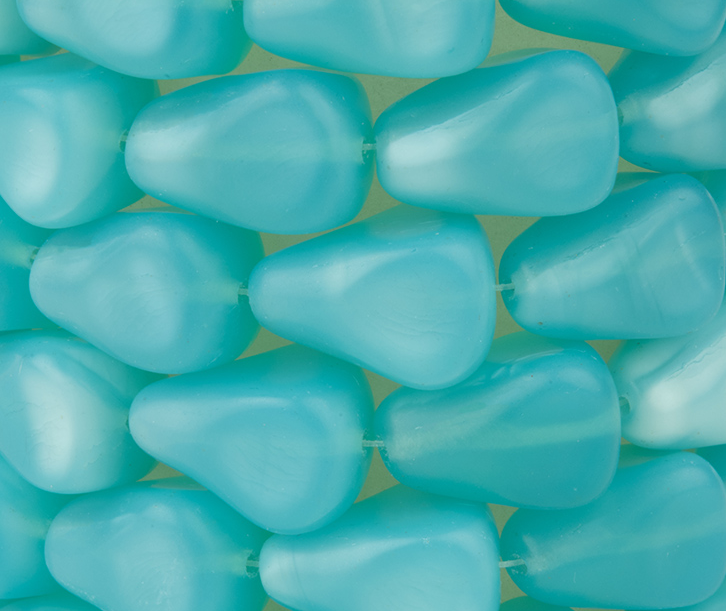 Old Style Drop (13x12mm) Aqua Blue Silk Matte