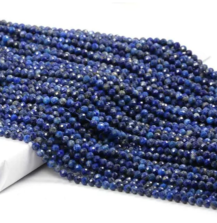 Lapis Lazuli Faceted Round 3mm-Natural stone. whole strand. 15''