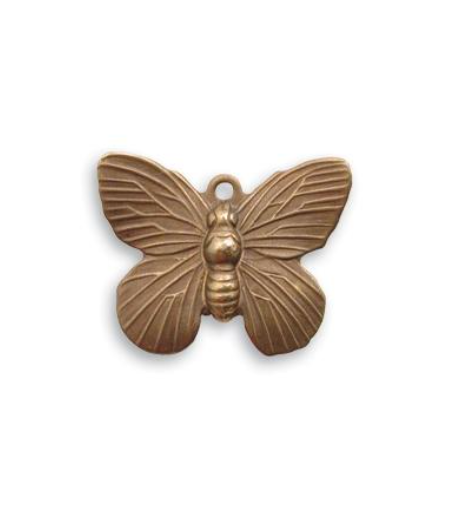 Butterfly Charm - Natural Brass-19x15mm