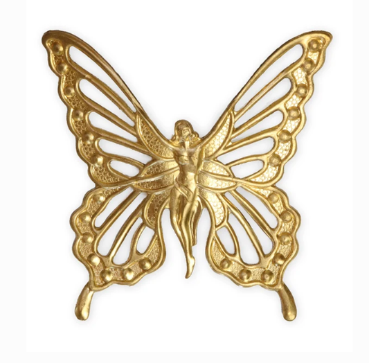 Butterfly Pixie Maiden - Solid Brass-56x54mm