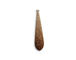 Vintaj Natural Brass- Ornate Long Etched Dangle Drop