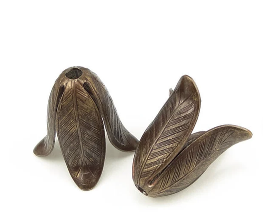 Vintaj Natural Brass- Magnolia Leaf Bead Cap