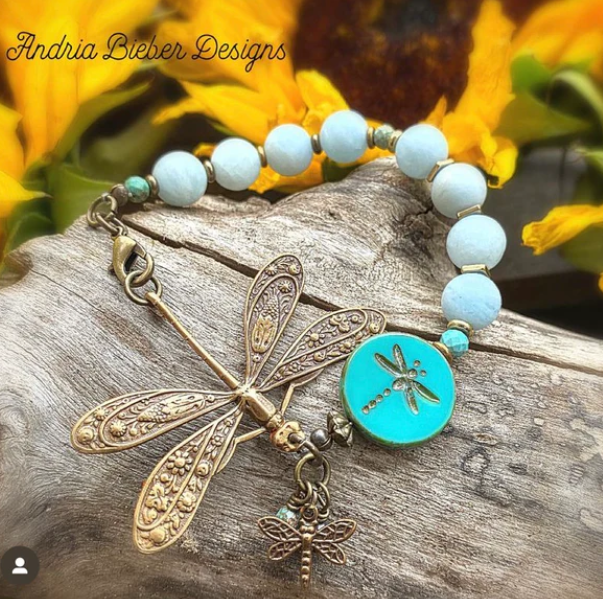 Vintaj Natural Brass- Ornate Dragonfly Pendant