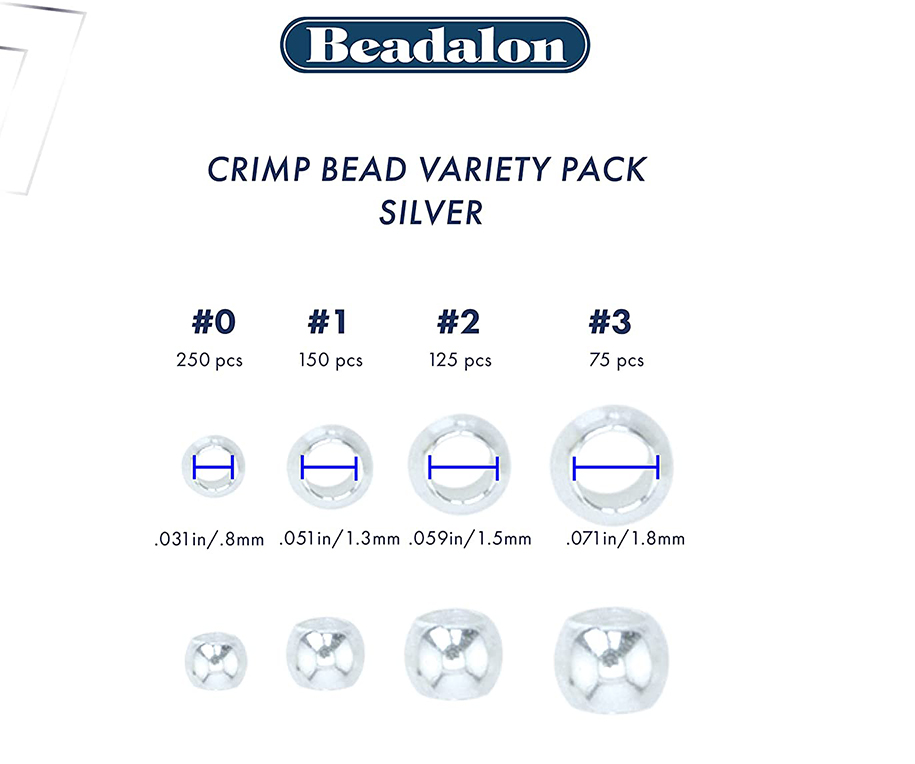 Beadalon, Crimp Bead Variety Pack, Gold, 600 pcs, Sizes 0, 1, 2, 3,